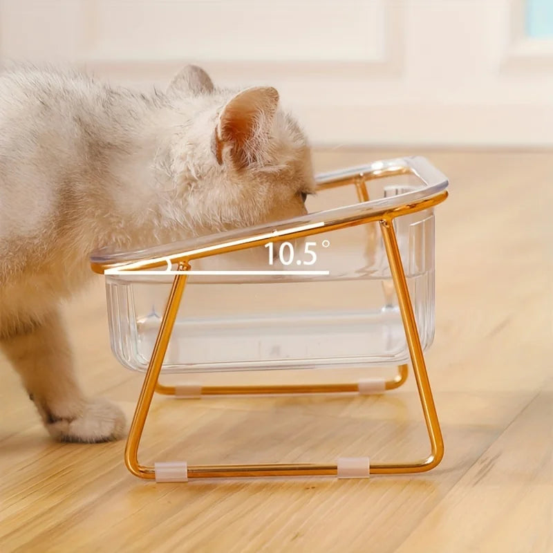 Non-Slip Raised Pet Food Bowls For Dogs And Cats-Tilted Design For Comfortable Feeding For Better Digestion Reduced Neck Strain