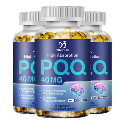 PQQ Capsules Supplement 40 mg - Mitochondrial Biogenesis & Metabolism - Supports Brain, Heart Health & Cognitive Function