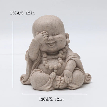Vilead Three Wise Monks Figurines Buddhist Statue Buda Sculpture Cute Laughing Buddha Meditation Zen Ornament Feng Shui Wealth